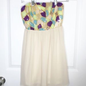 Pink Owl strapless dress NWT